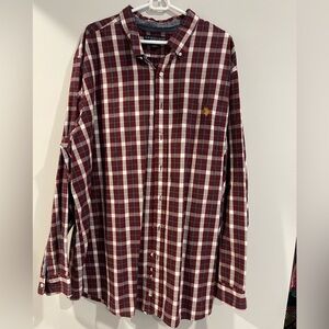U.S. Polo Assn. Men's Burgundy and White Checkered Shirt
